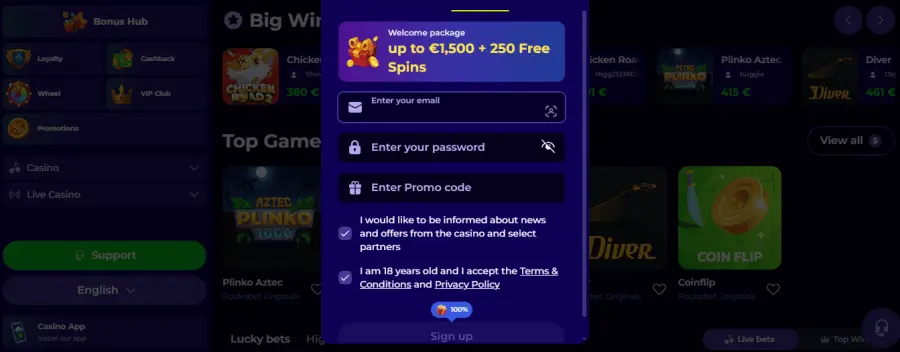 Rooksbet casino bonus